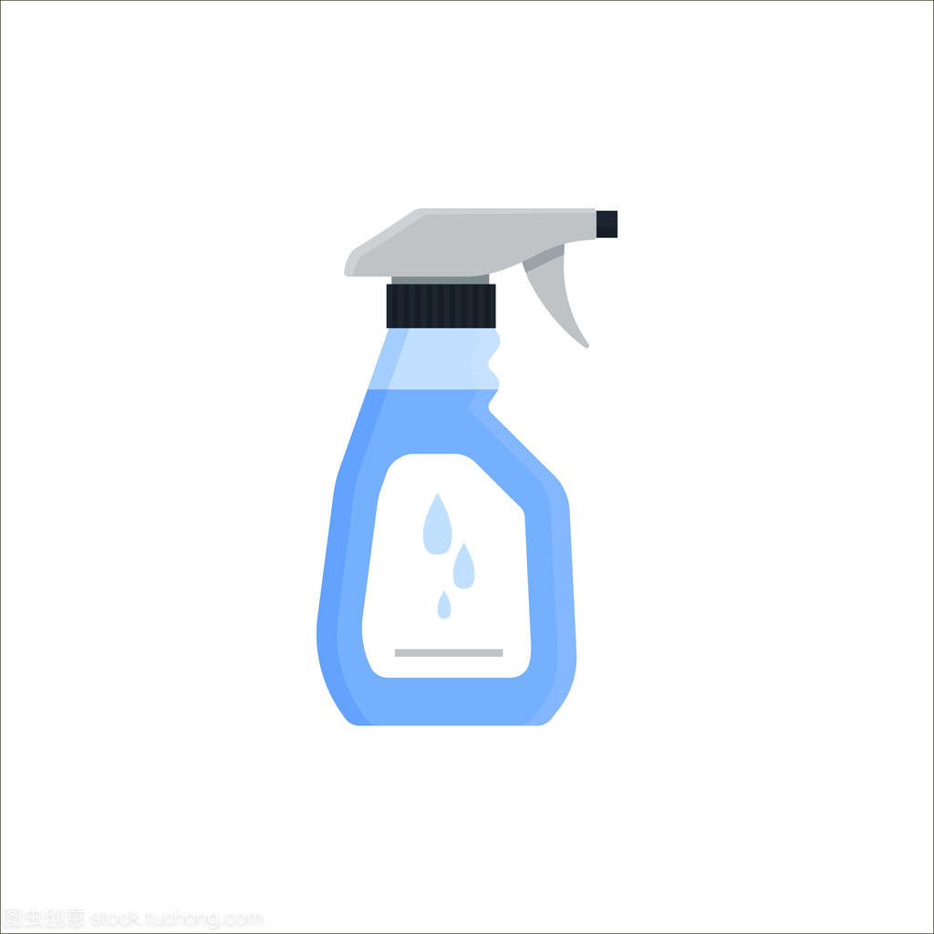 清洗喷雾瓶隔离在白色的背景。清洁服务标志, 洗衣洗涤剂和消毒剂产品-平面矢量插图